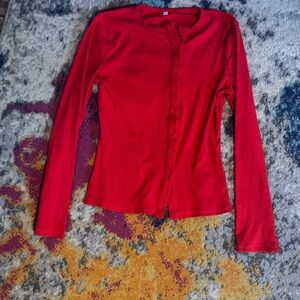 SHEIN Vibrant Red Button-Down Women's Shirt
